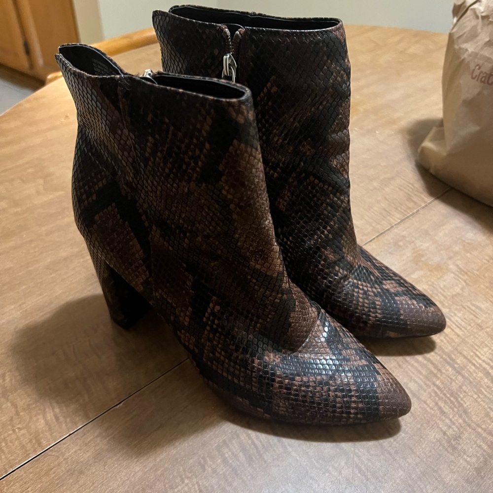 Scoop NYC Snake Skin Ankle Boots